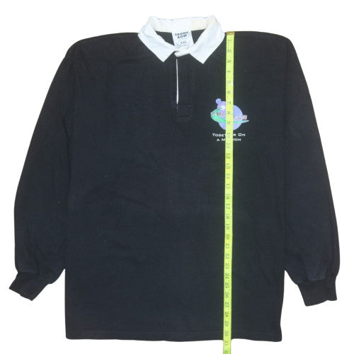 Front Row Men’s Black 2XL Collared Rugby Sweatshirt Heavyweight Cotton
