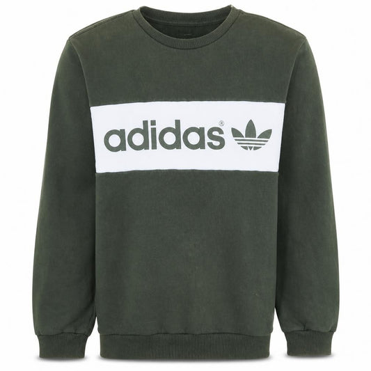 adidas Men's Green Pullover Sweatshirt M Crew Neck Logo Sports