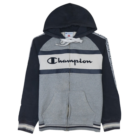 Champion Men's Grey Full Zip Hoodie M Logo Sportswear