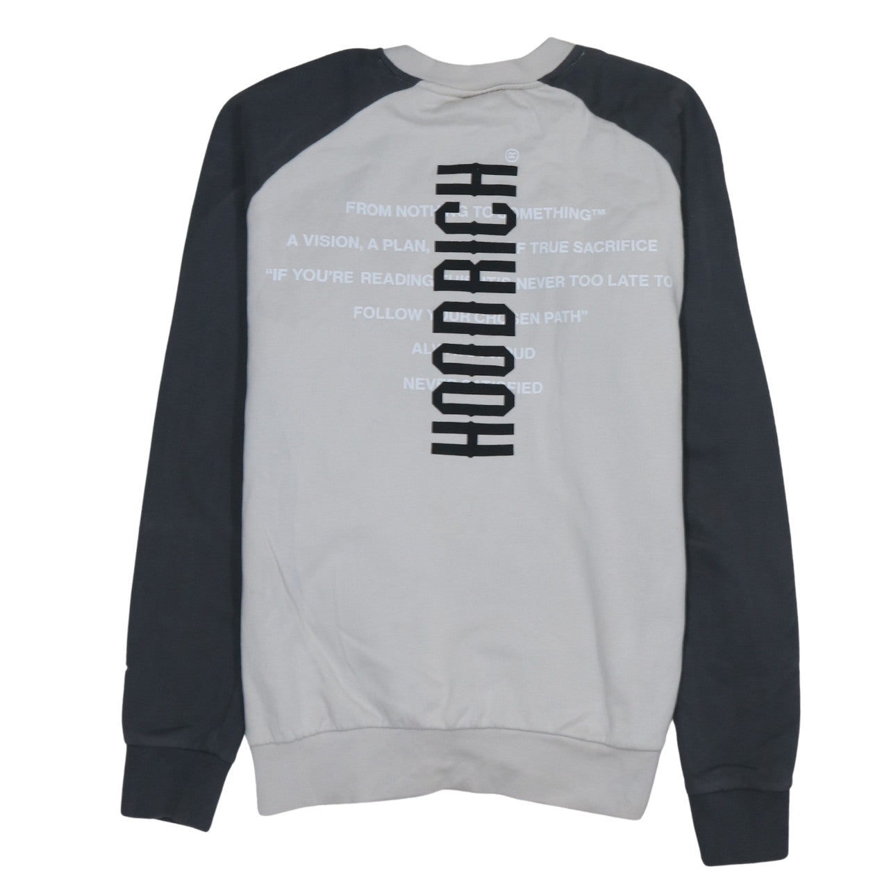 Hoodrich Men's Grey and Black Crew Neck Pullover Sweatshirt Small Cotton