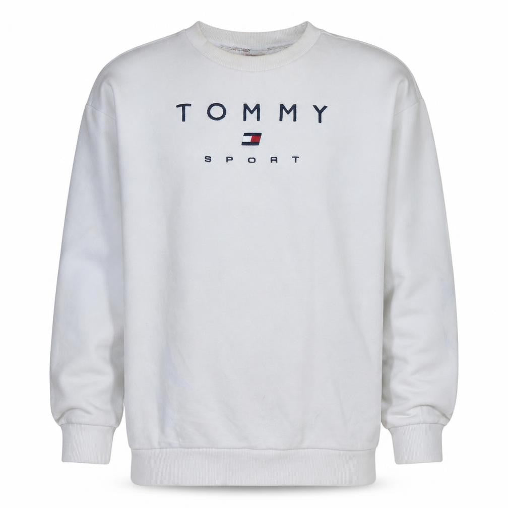 Tommy Sport Men's White Small Pullover Logo Sweatshirt