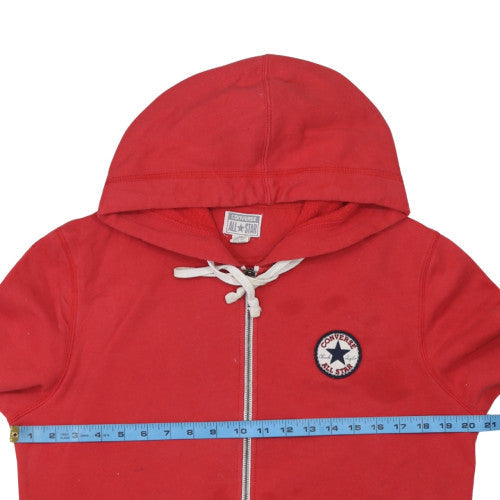 Converse Men's Red Full Zip Hoodie Size M Logo Fleece Sweatshirt