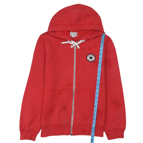 Converse Men's Red Full Zip Hoodie Size M Logo Fleece Sweatshirt