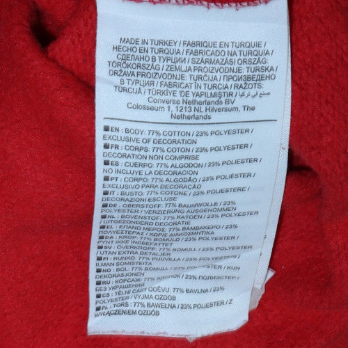 Converse Men's Red Full Zip Hoodie Size M Logo Fleece Sweatshirt