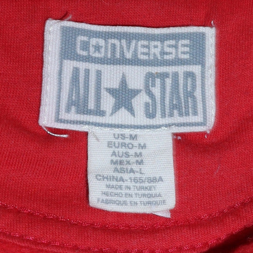Converse Men's Red Full Zip Hoodie Size M Logo Fleece Sweatshirt