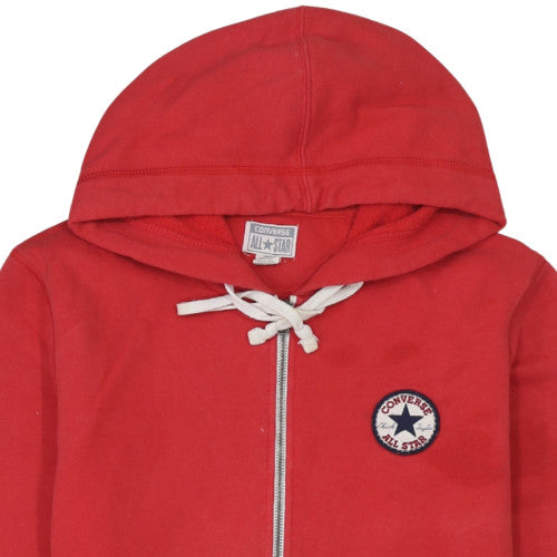 Converse Men's Red Full Zip Hoodie Size M Logo Fleece Sweatshirt