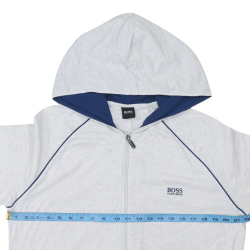 Hugo Boss Mens Grey Full Zip Hoodie Size L Regular Fit