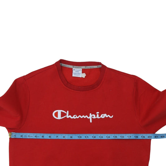 Champion Men's Red Embroidered Logo Sweatshirt Large Pullover Fleece