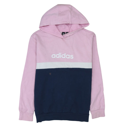 adidas Girls Pink Colourblock Pullover Hoodie Size 13-14 Years