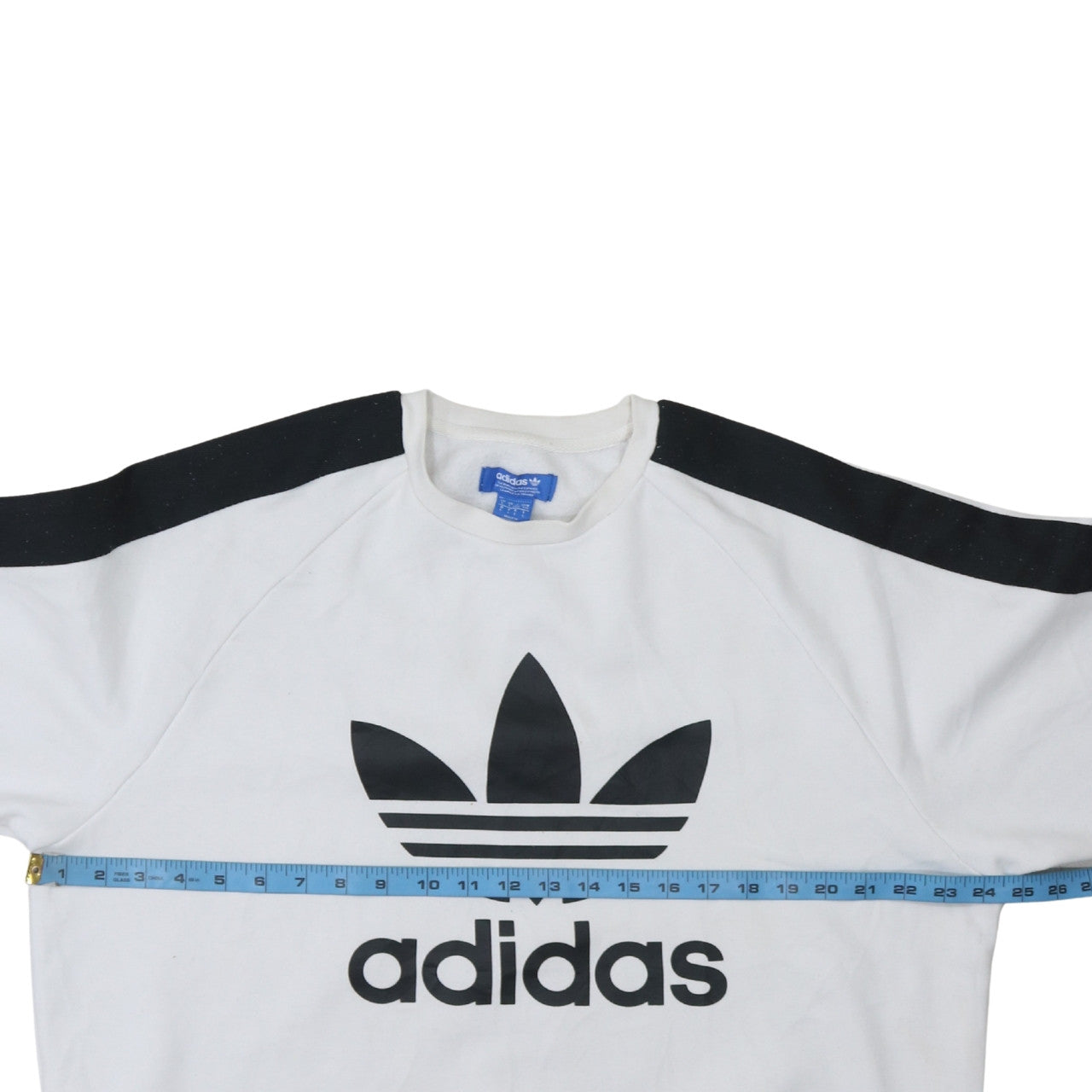 Adidas Men's White Black Logo Sweatshirt L Pullover Crew Fleece