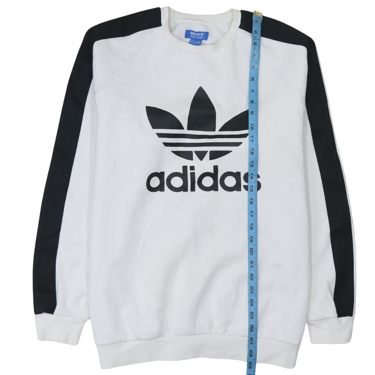 Adidas Men's White Black Logo Sweatshirt L Pullover Crew Fleece