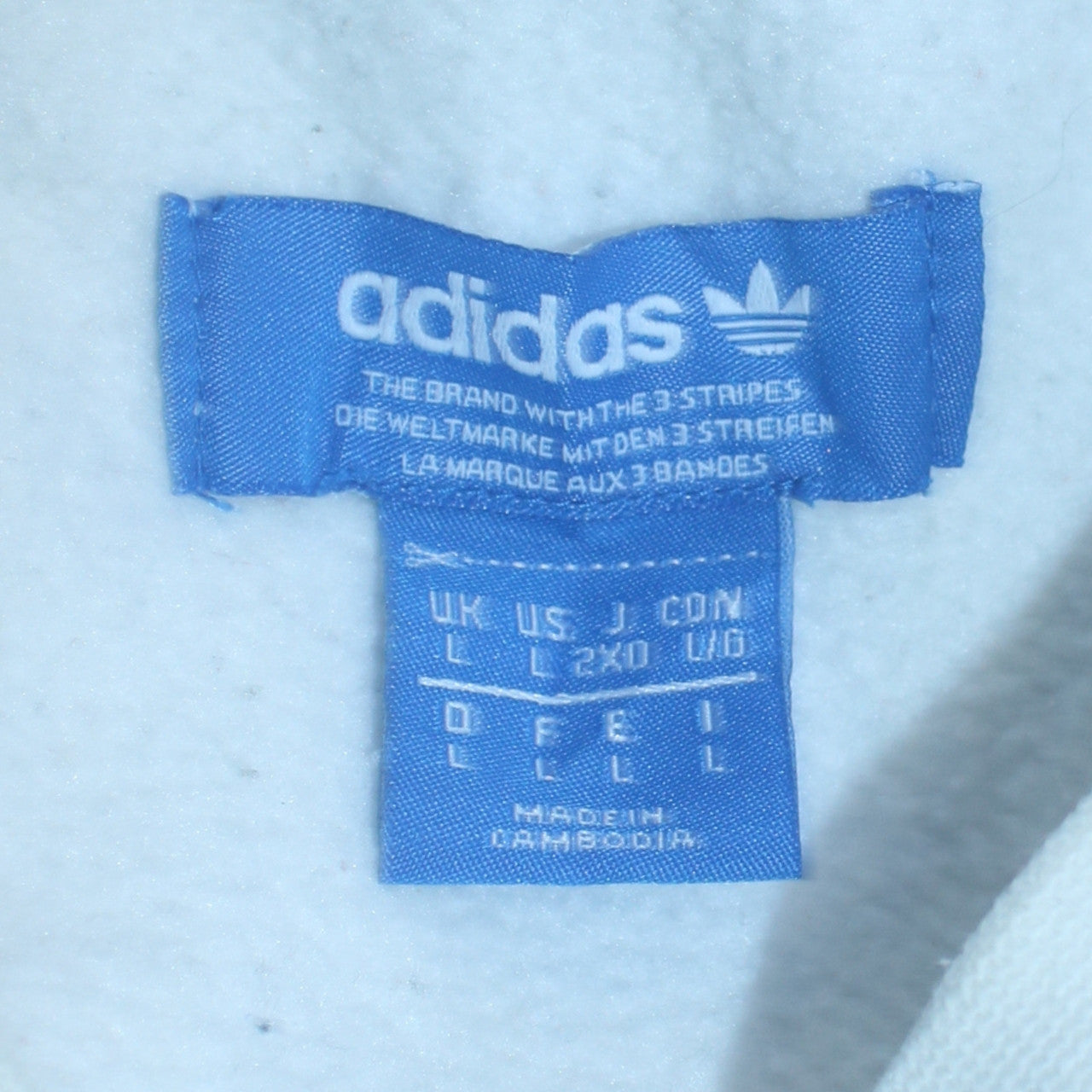 Adidas Men's White Black Logo Sweatshirt L Pullover Crew Fleece
