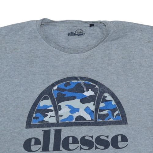 Ellesse Men's Grey Camo Logo Sleeveless Crew Neck Sweatshirt XL