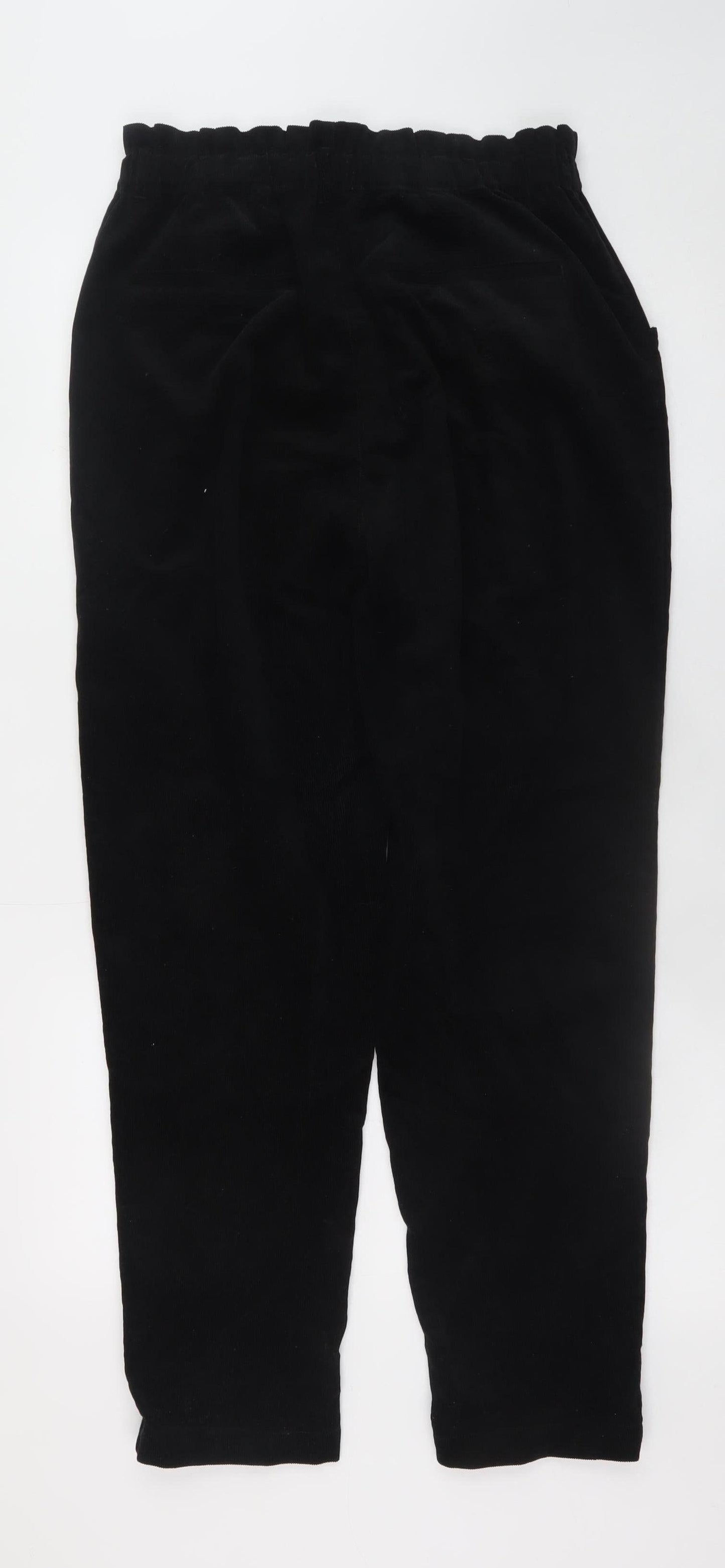Blendshe Women's Black Corduroy High Waist Tapered Trousers L