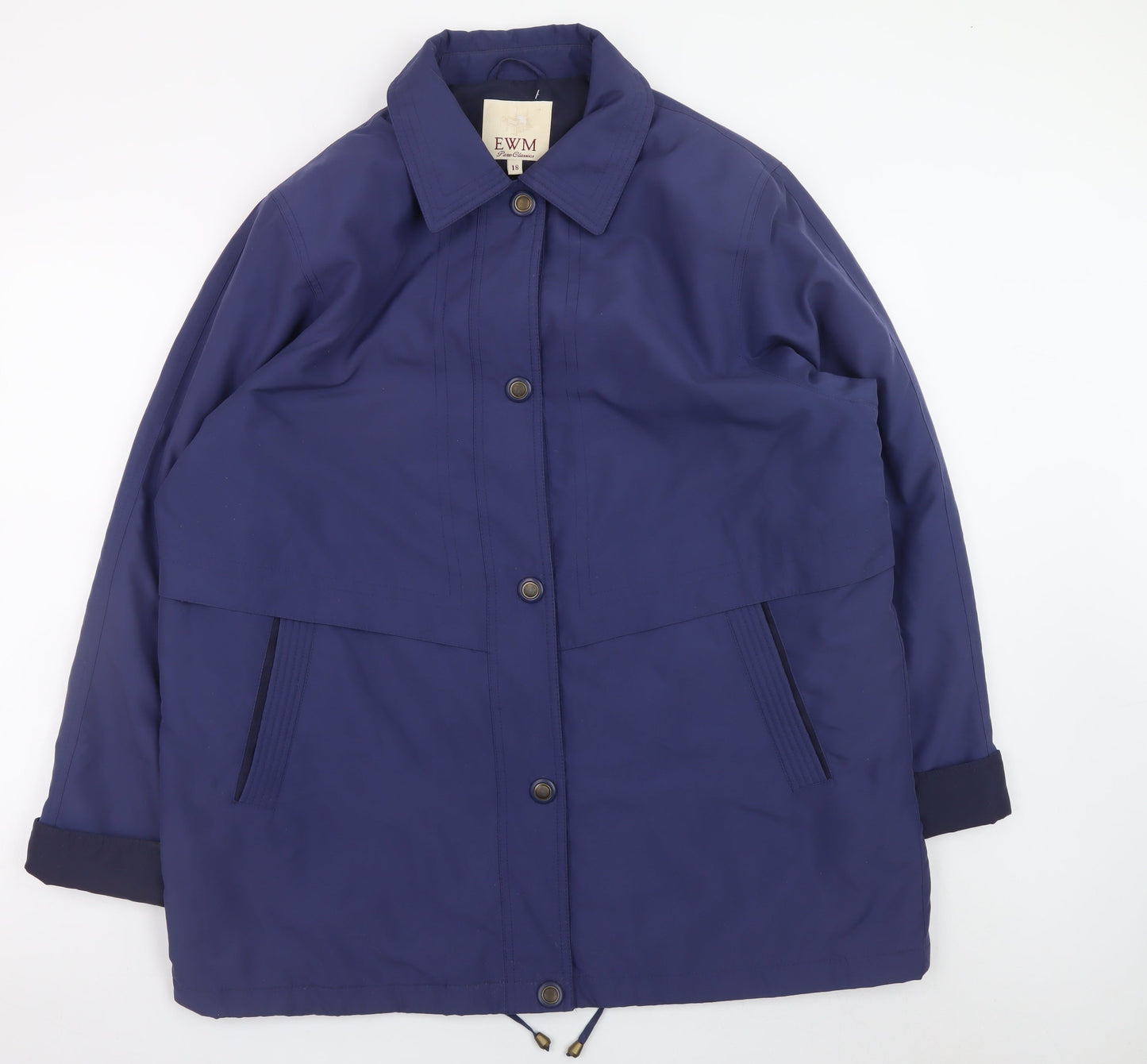 EWM Women Blue Size 18 Polyester Lined Mid-Length Parka Jacket