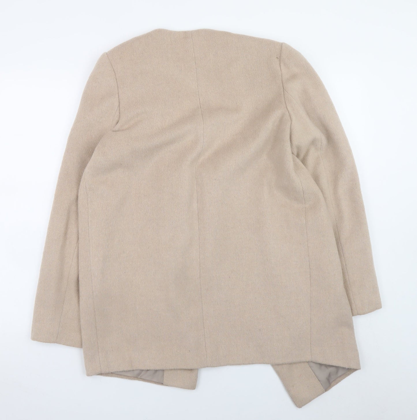 Dorothy Perkins Women Beige Size 12 Mid-Length Lined Open Coat