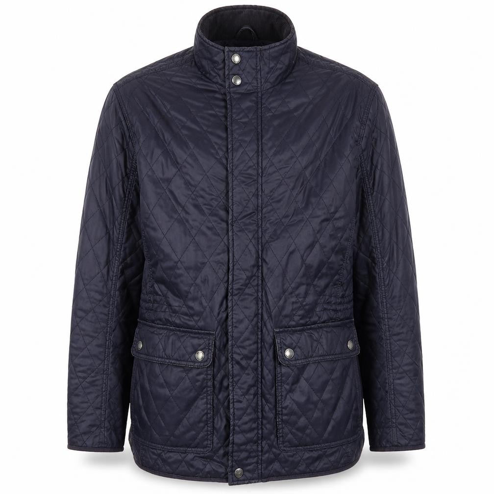 Grey Hawk Men's Blue Quilted Cotton Jacket L Regular Fit Mid-Length