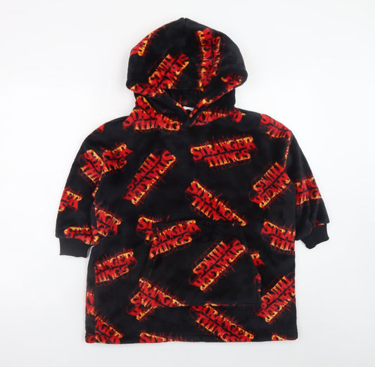Marks and Spencer Boys Black Stranger Things Fleece Hooded Robe 5-6 Years