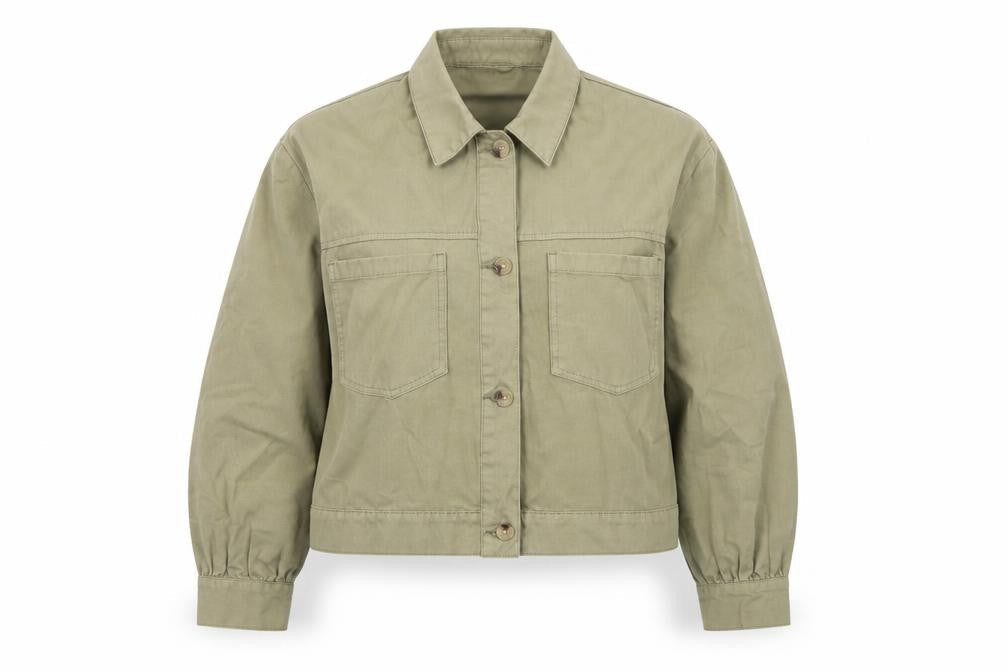 Front view of Miss Selfridge Women’s Green Cotton Basic Jacket UK 12