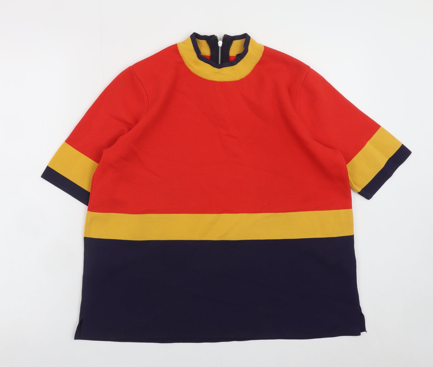 Marks and Spencer Women's Multicoloured Mock Neck Zip T-Shirt Size 14