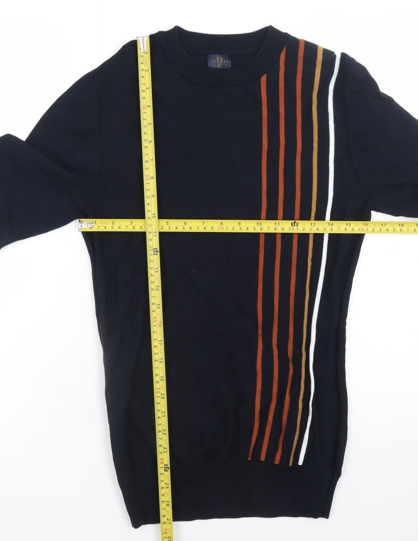 Next Men's Blue Striped Cotton Crew Neck Jumper Size S