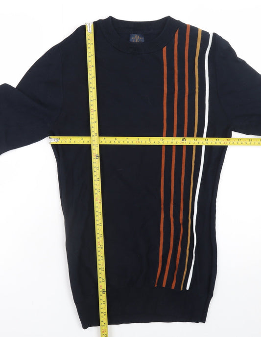 Next Men's Blue Striped Cotton Crew Neck Jumper Size S