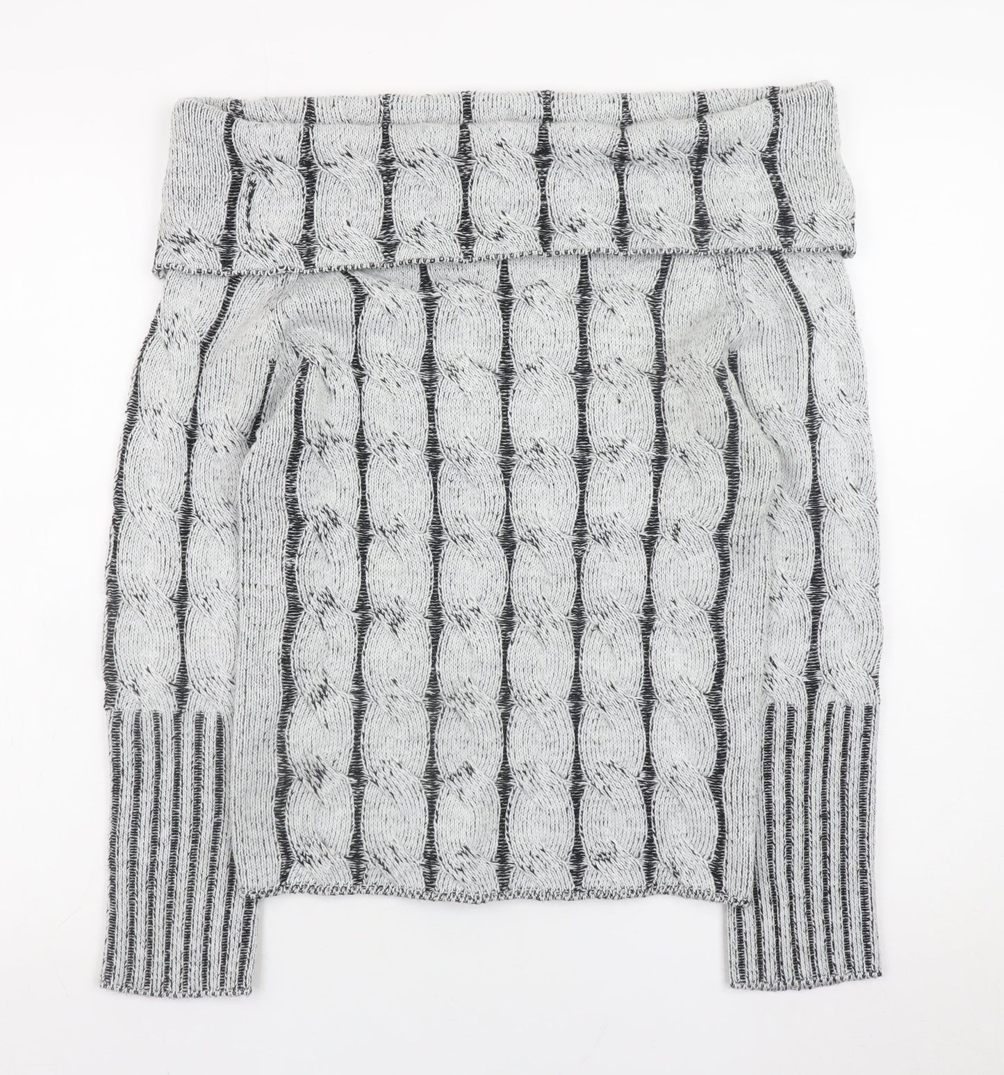Collusion Women’s Grey Off Shoulder Cable Knit Jumper Size 14