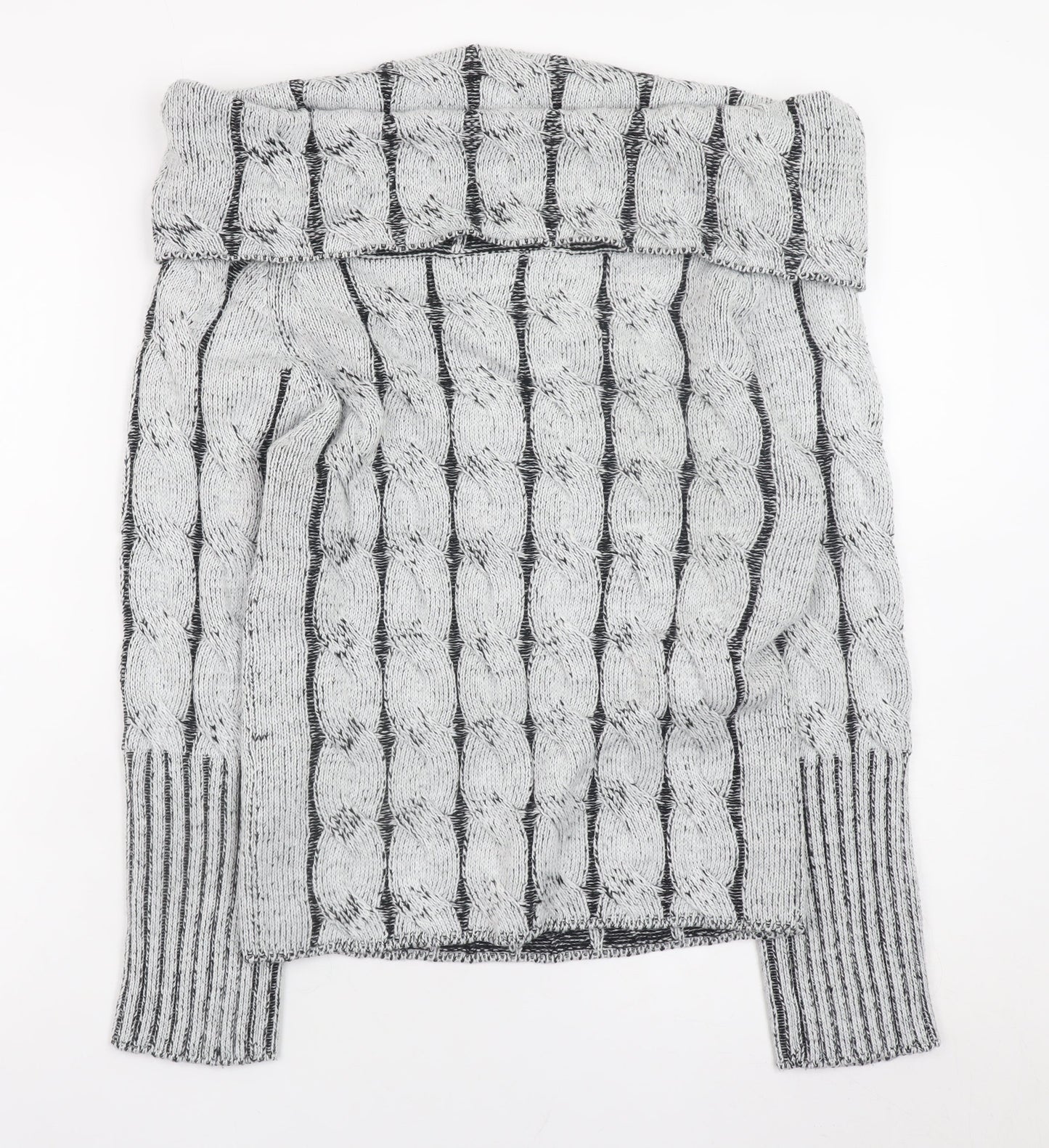 Collusion Women’s Grey Off Shoulder Cable Knit Jumper Size 14