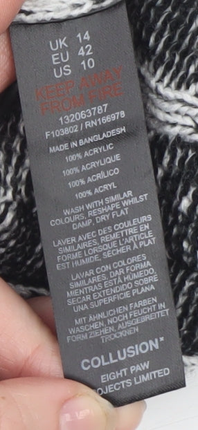 Collusion Women’s Grey Off Shoulder Cable Knit Jumper Size 14