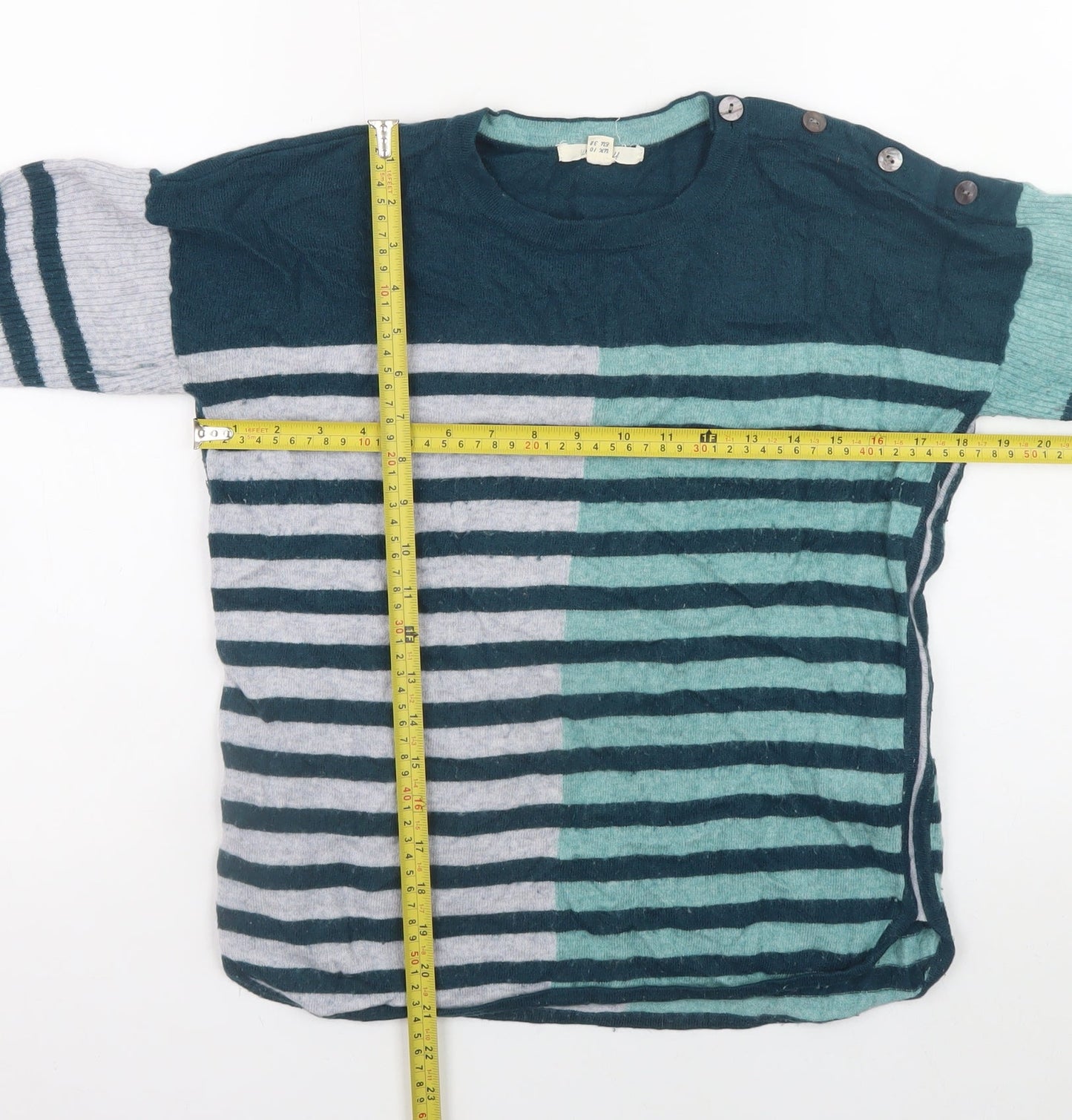 White Stuff Women's Multicoloured Striped Long Sleeve Jumper UK 10