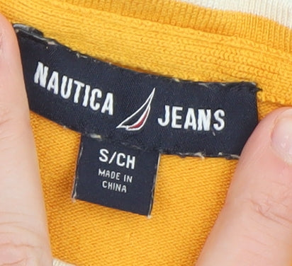 Nautica Jeans Women's Yellow Striped Knit Pullover Jumper Size S