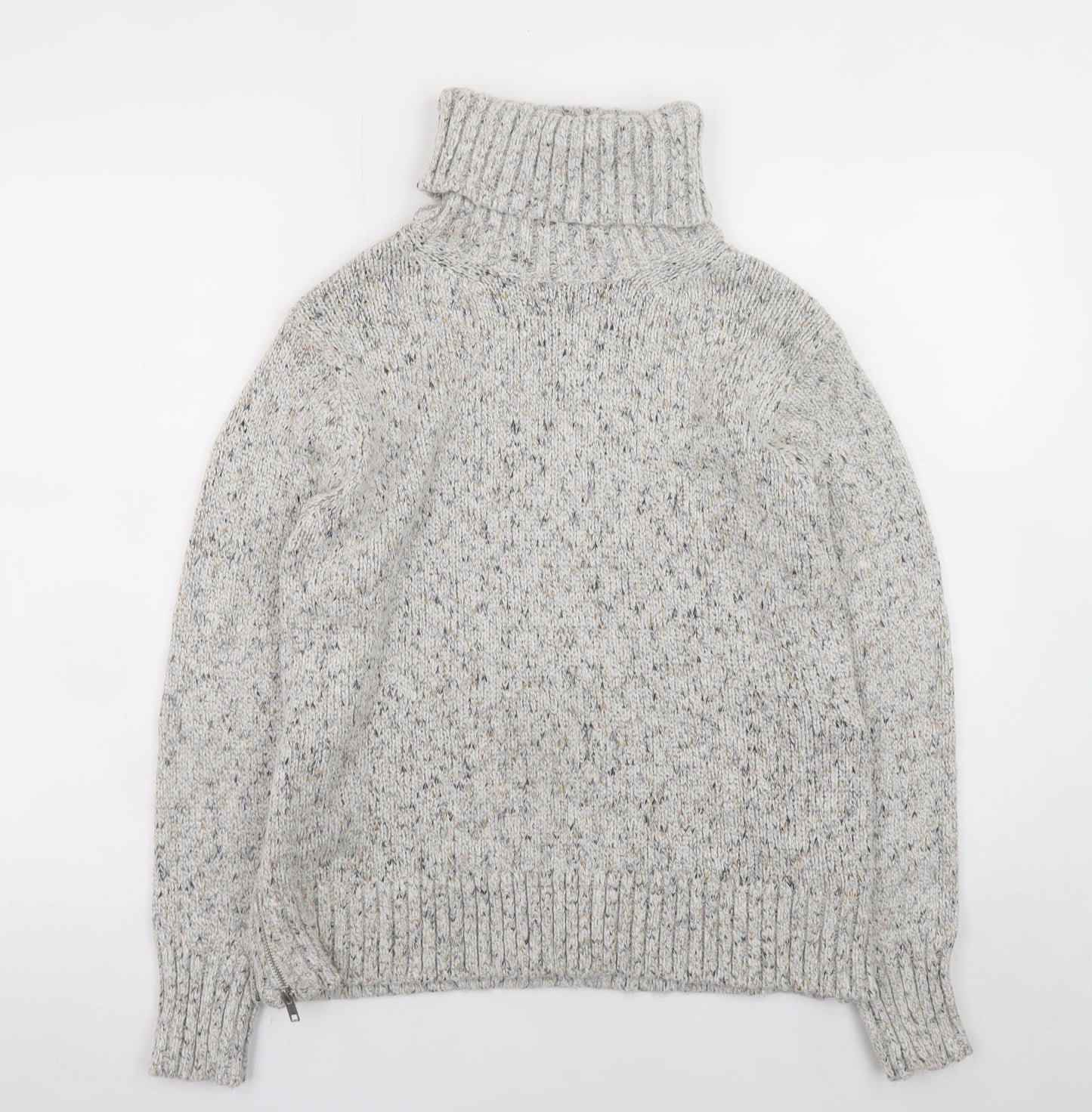 Great Plains Womens Grey Roll Neck Chunky Knit Jumper Size 10