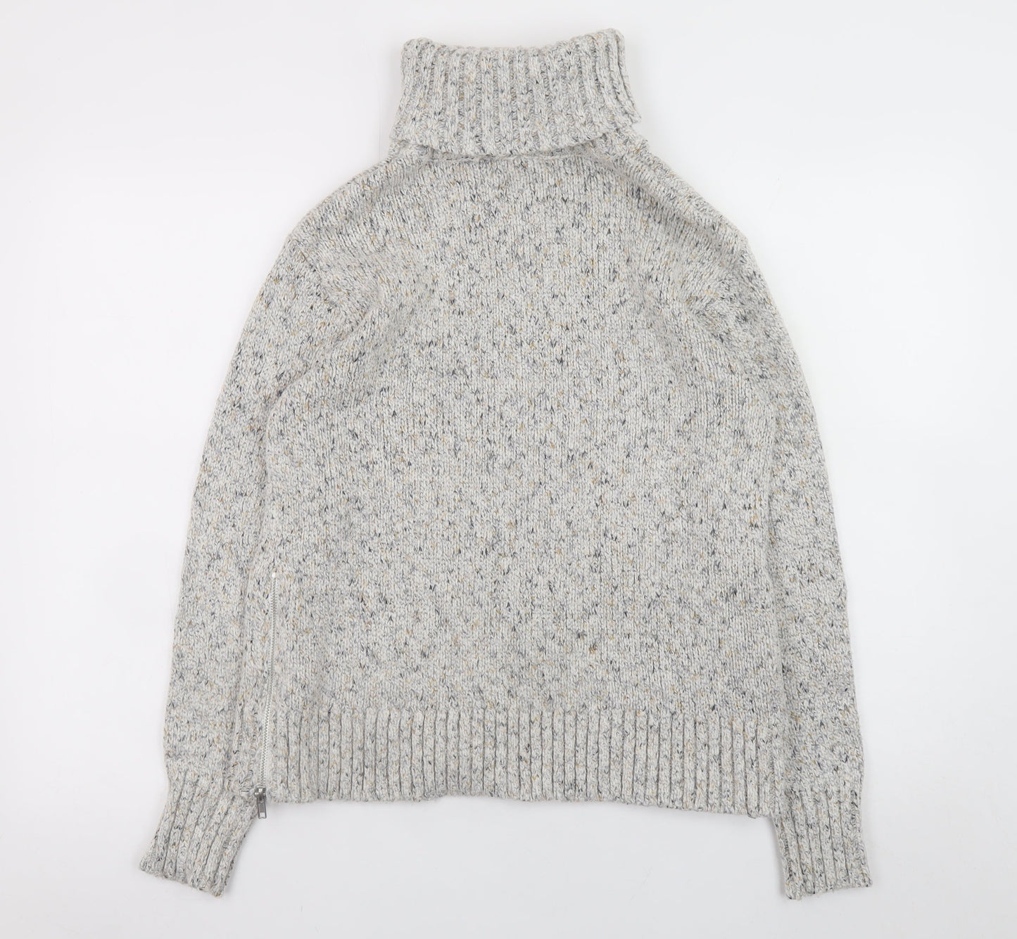 Great Plains Womens Grey Roll Neck Chunky Knit Jumper Size 10