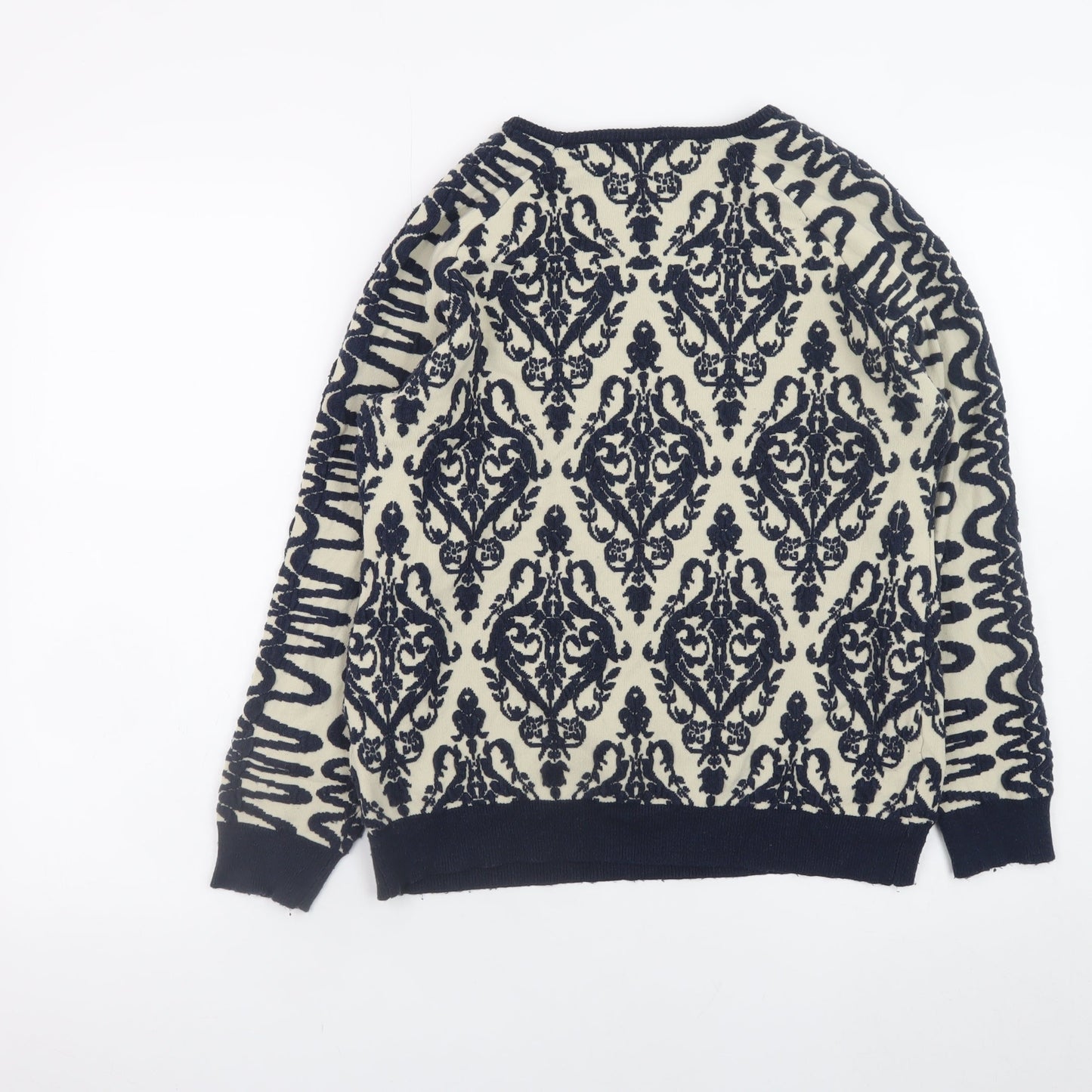 Ninamurati Women Blue Cream Vintage Pullover Jumper M