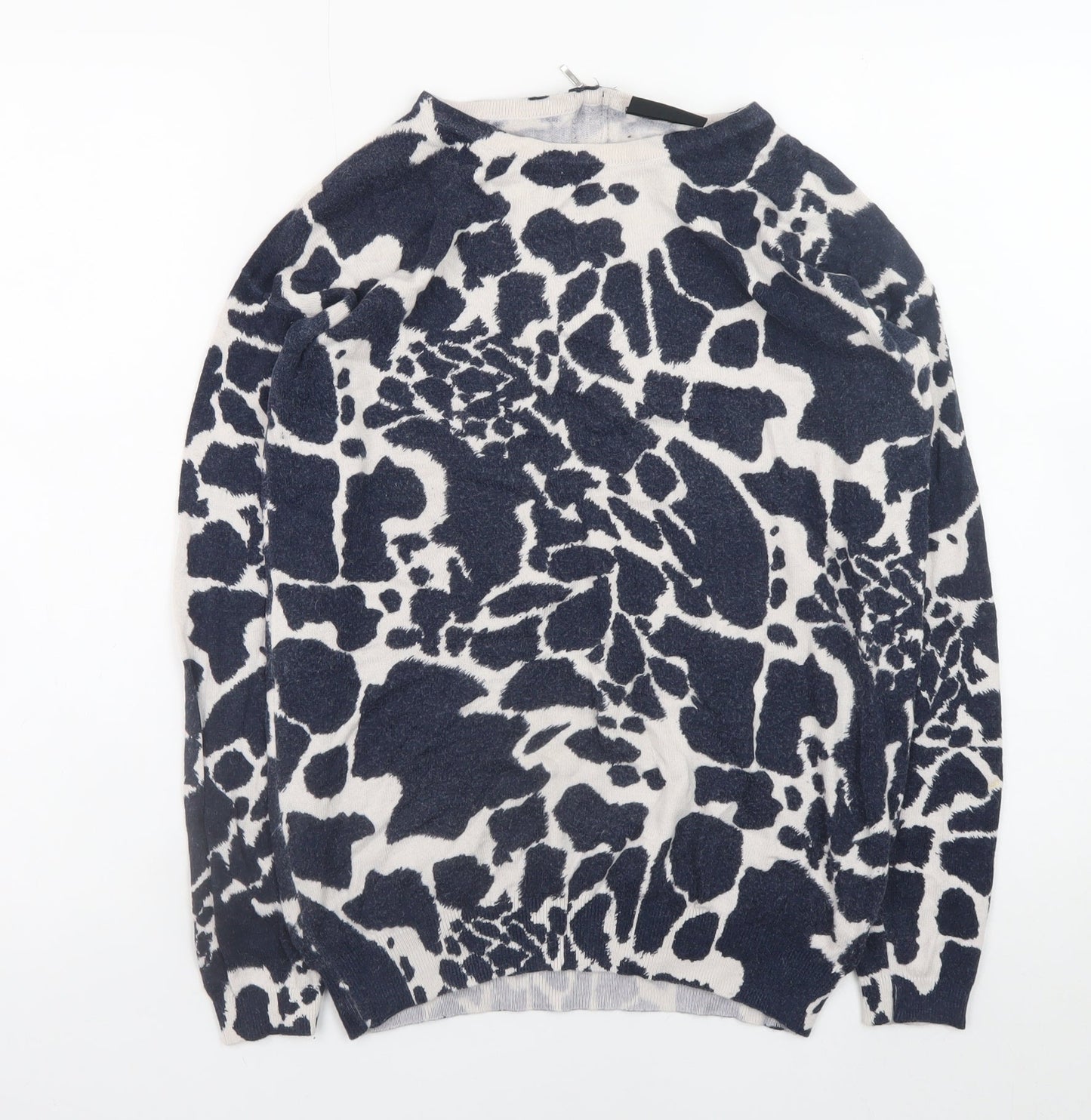 Wallis Women's Blue Animal Print Crew Neck Long Sleeve Pullover Jumper Size S