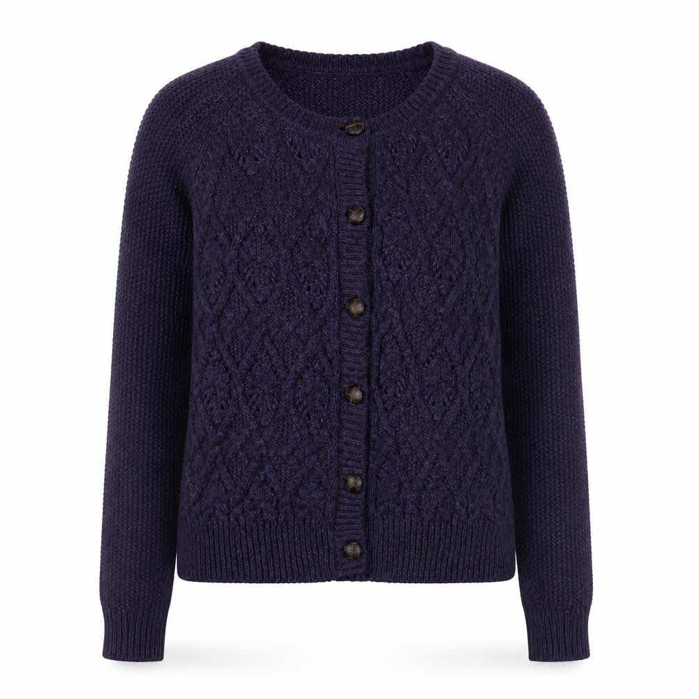 Marks and Spencer Women Purple Cable-Knit Cardigan UK 12 Wool Blend