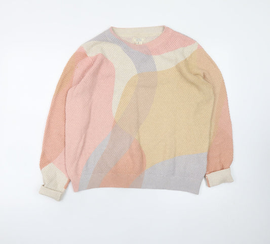 Fat Face Women's Multicoloured Cotton Crew Neck Pullover Jumper Size 14
