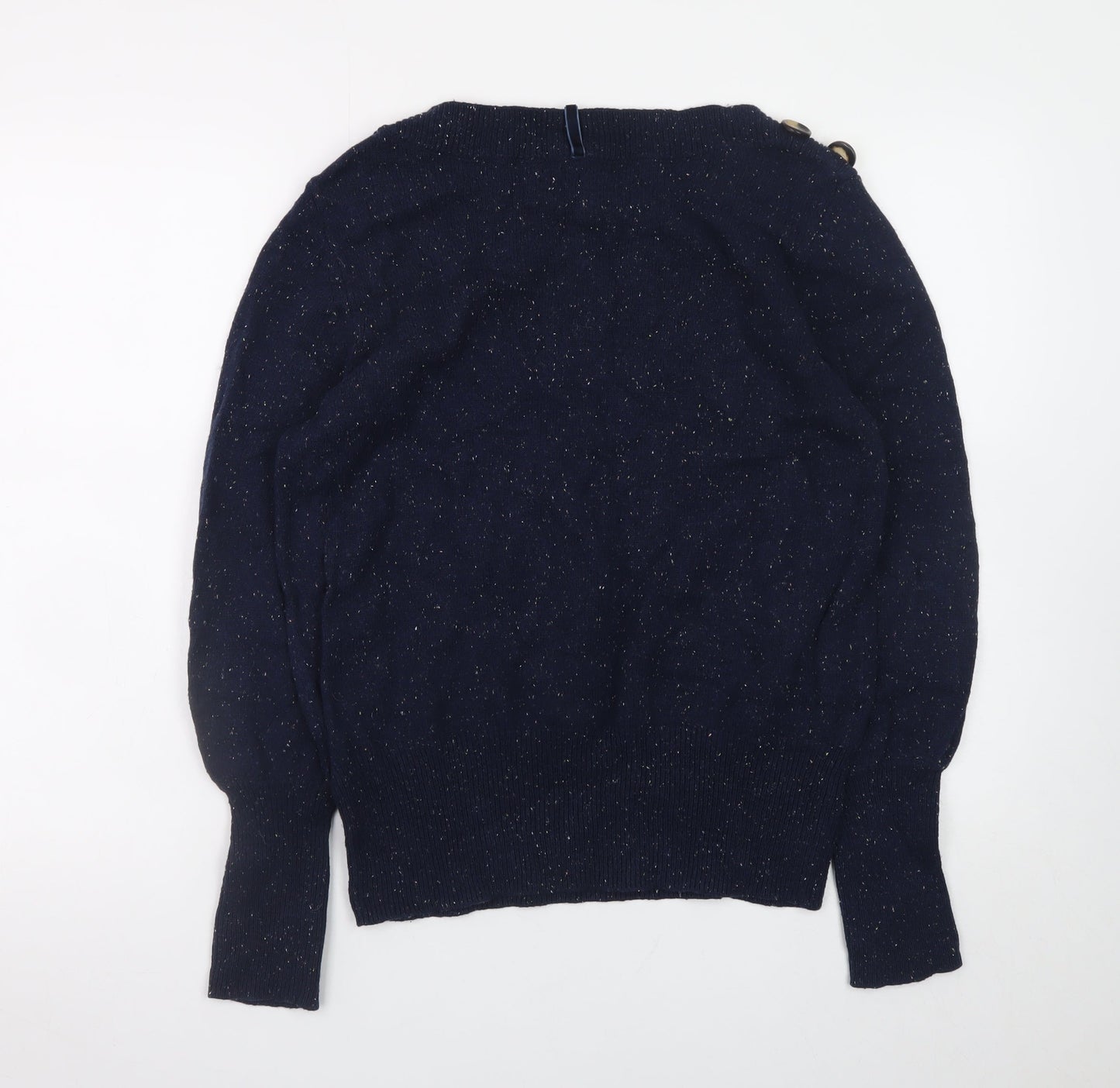 Marks and Spencer Women's Blue Crew Neck Button Pullover Jumper Size 16