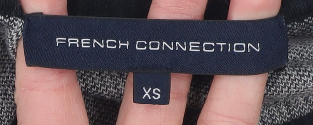 French Connection Women's Black Heart Print Cotton Pullover Jumper XS