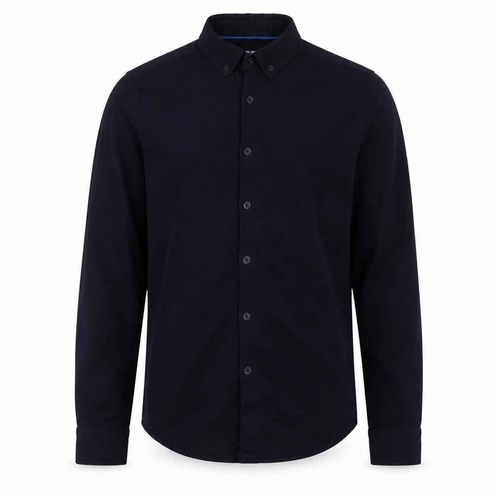 Larsson & Co Men's Black Button-Up Long Sleeve Regular Fit Shirt M