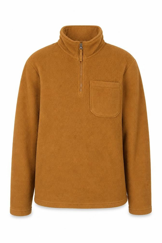 Marks and Spencer Men's Brown Fleece 1/4 Zip Pullover Sweatshirt S