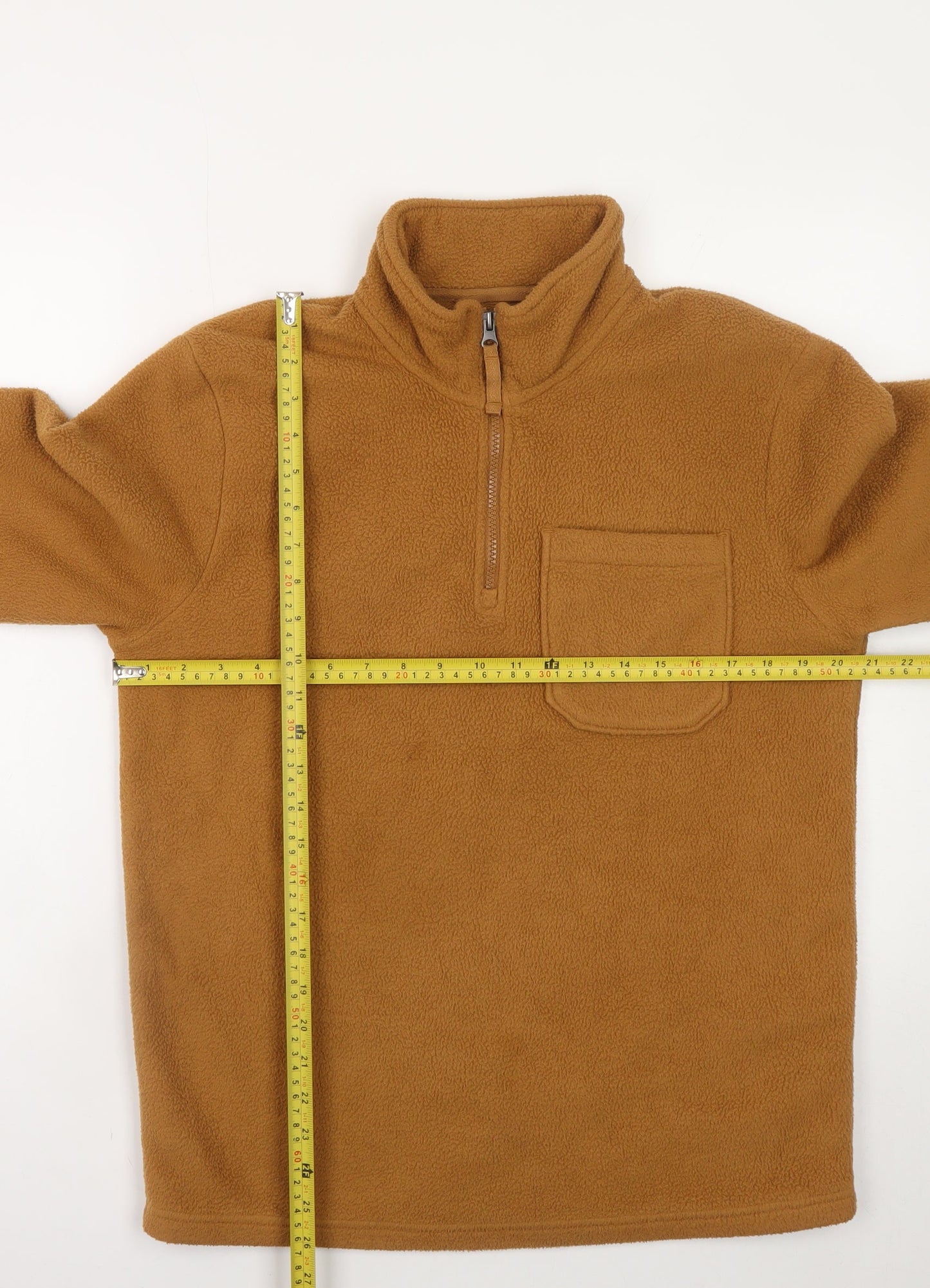 Marks and Spencer Men's Brown Fleece 1/4 Zip Pullover Sweatshirt S