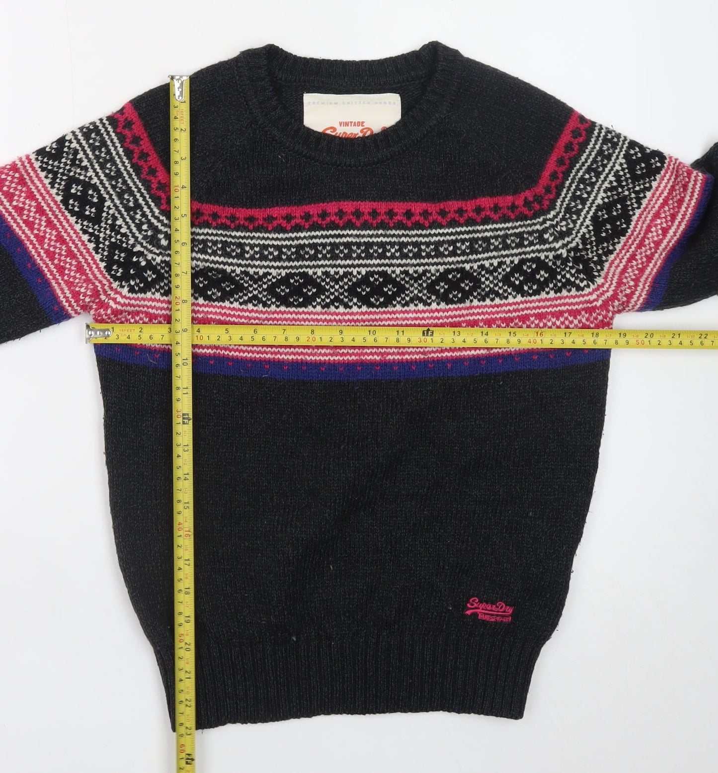 SuperDry Women's Black Fair Isle Wool Blend Jumper M