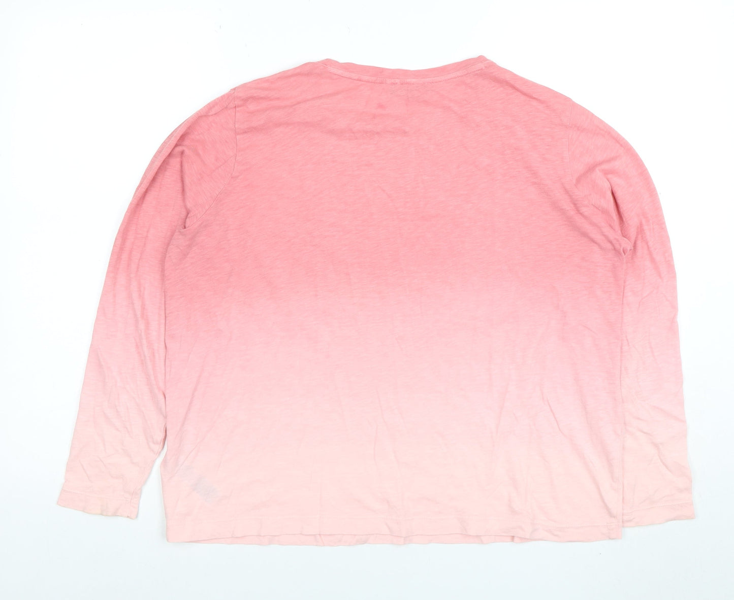 Marks and Spencer Women's Pink Long Sleeve Cotton Crew Neck T-Shirt Size 14