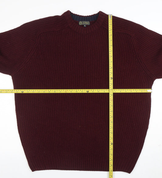 R.G. Field Men's Red Acrylic Knit XL Crew Neck Jumper