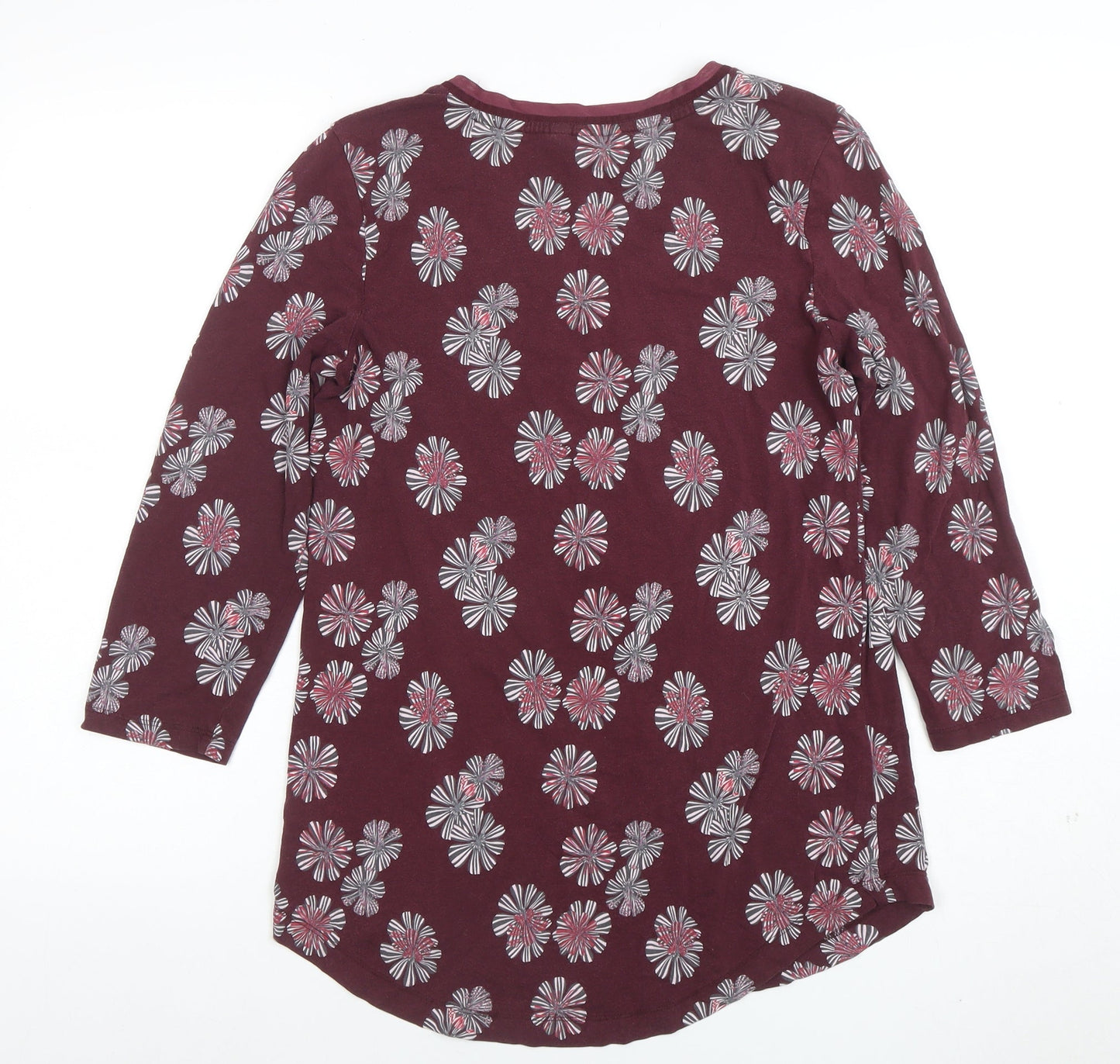 Lands' End Women's Red Floral 3/4 Sleeve V-Neck Tunic Top Size S
