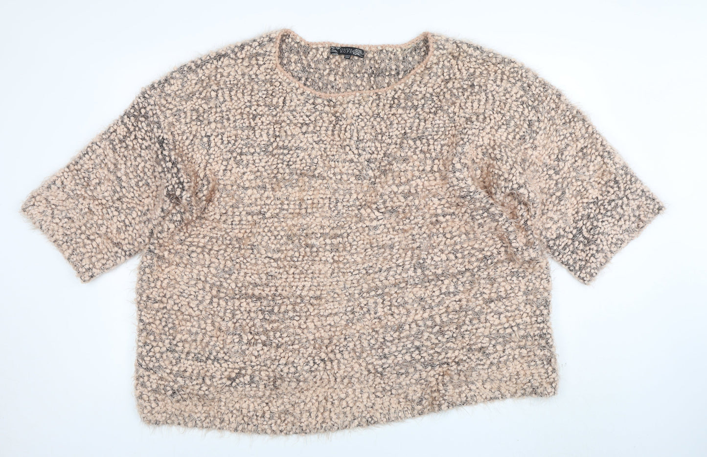 Joanna Hope Womens Beige Chunky Knit Short Sleeve Pullover Jumper Size 18