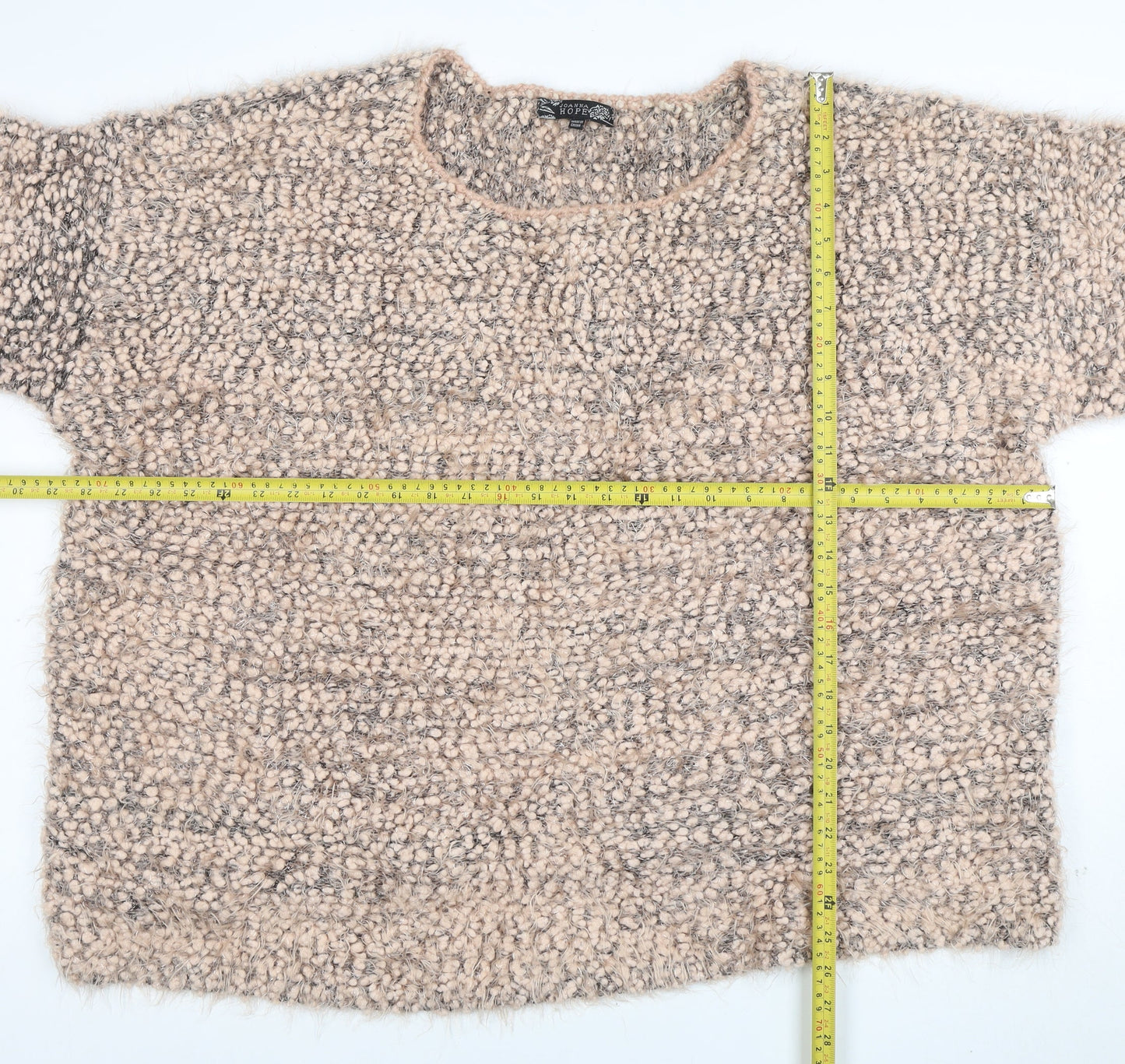 Joanna Hope Womens Beige Chunky Knit Short Sleeve Pullover Jumper Size 18