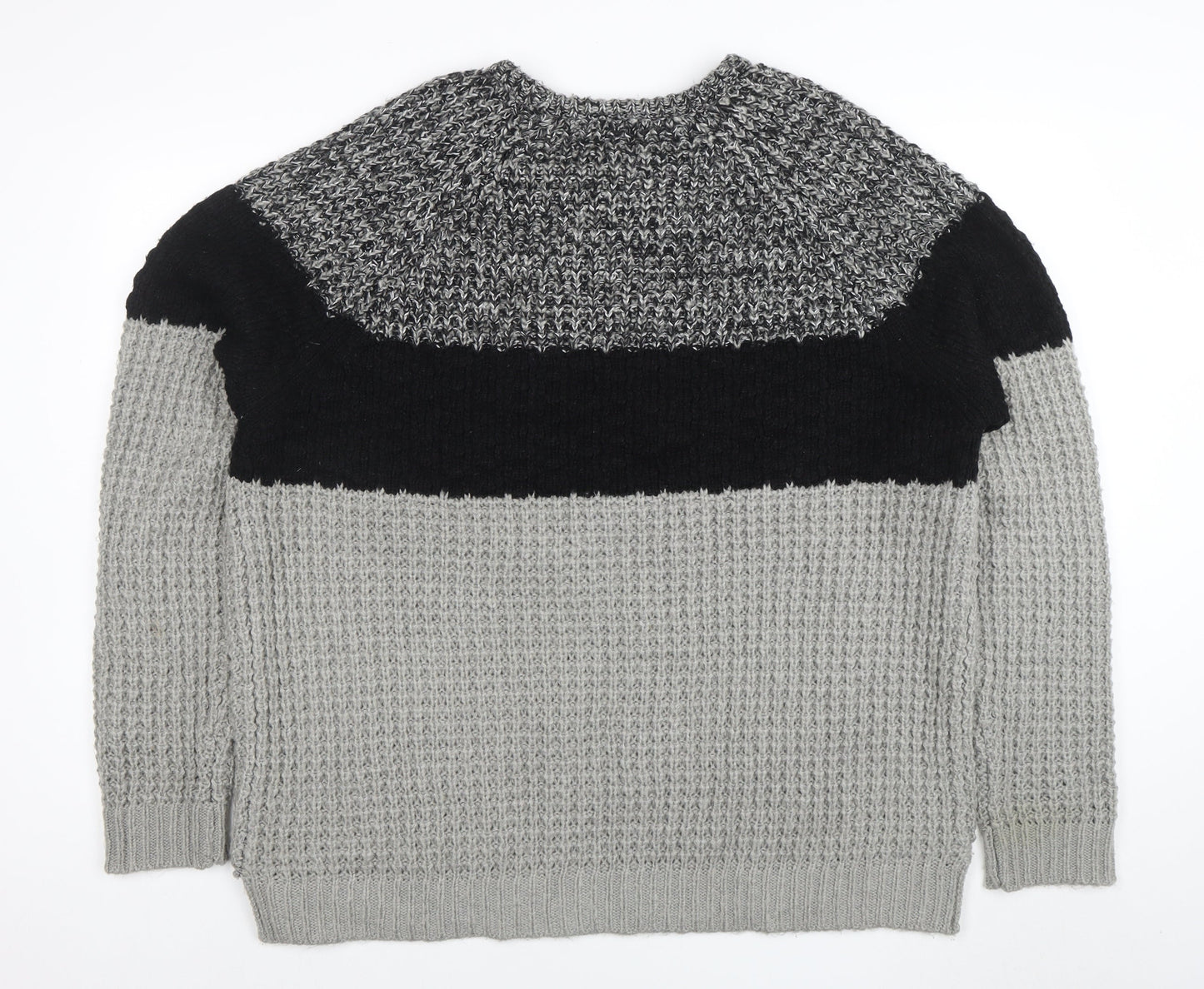 River Island Men's Grey Chunky-Knit Acrylic Pullover Jumper 2XL