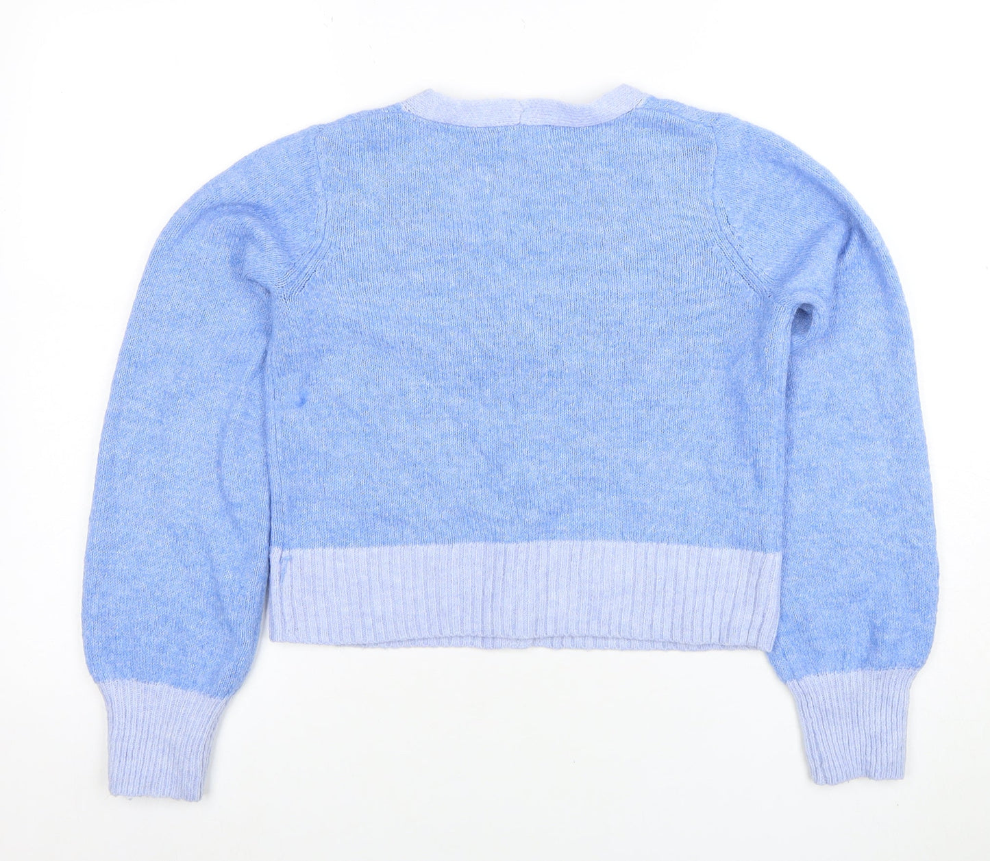 YESLOLA Women Blue XS V-Neck Button Knit Cardigan Jumper